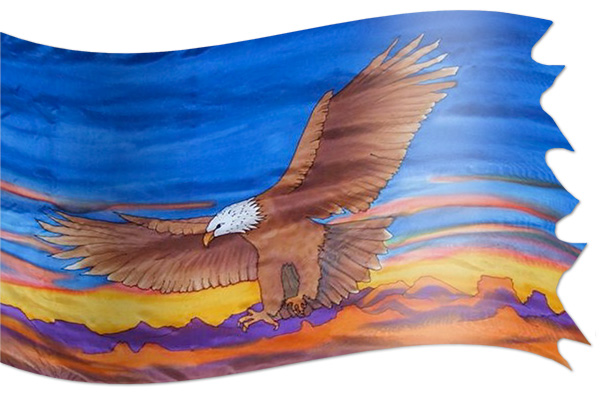 Águila Descendiendo en Guerra' diseño de seda de la bandera para la  adoración, la guerra y el ministerio