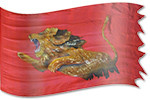 diseñode seda de la bandera Design: León de Judá Atacando