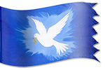 Paz La bandera de seda de la adoración, de la guerra y del ministerio diseña